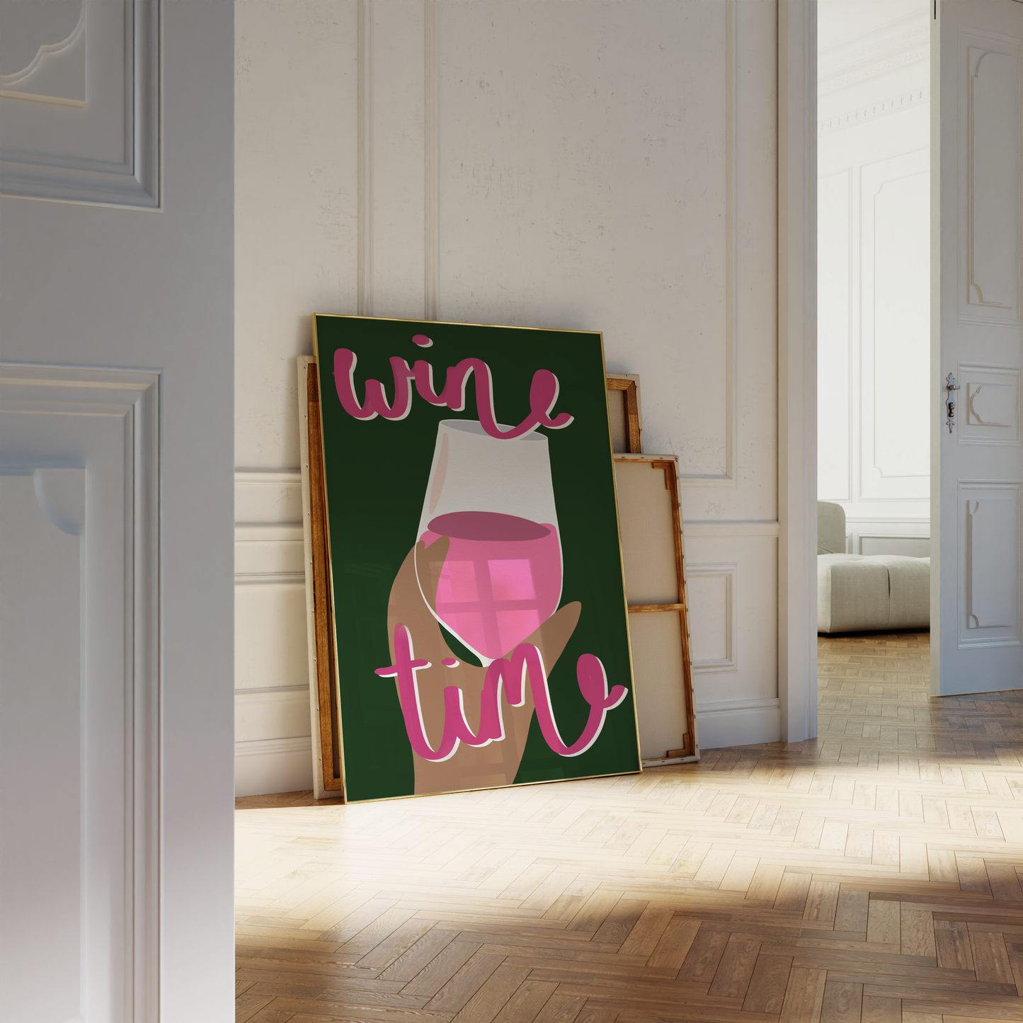 'Wine Time' Print - Rose