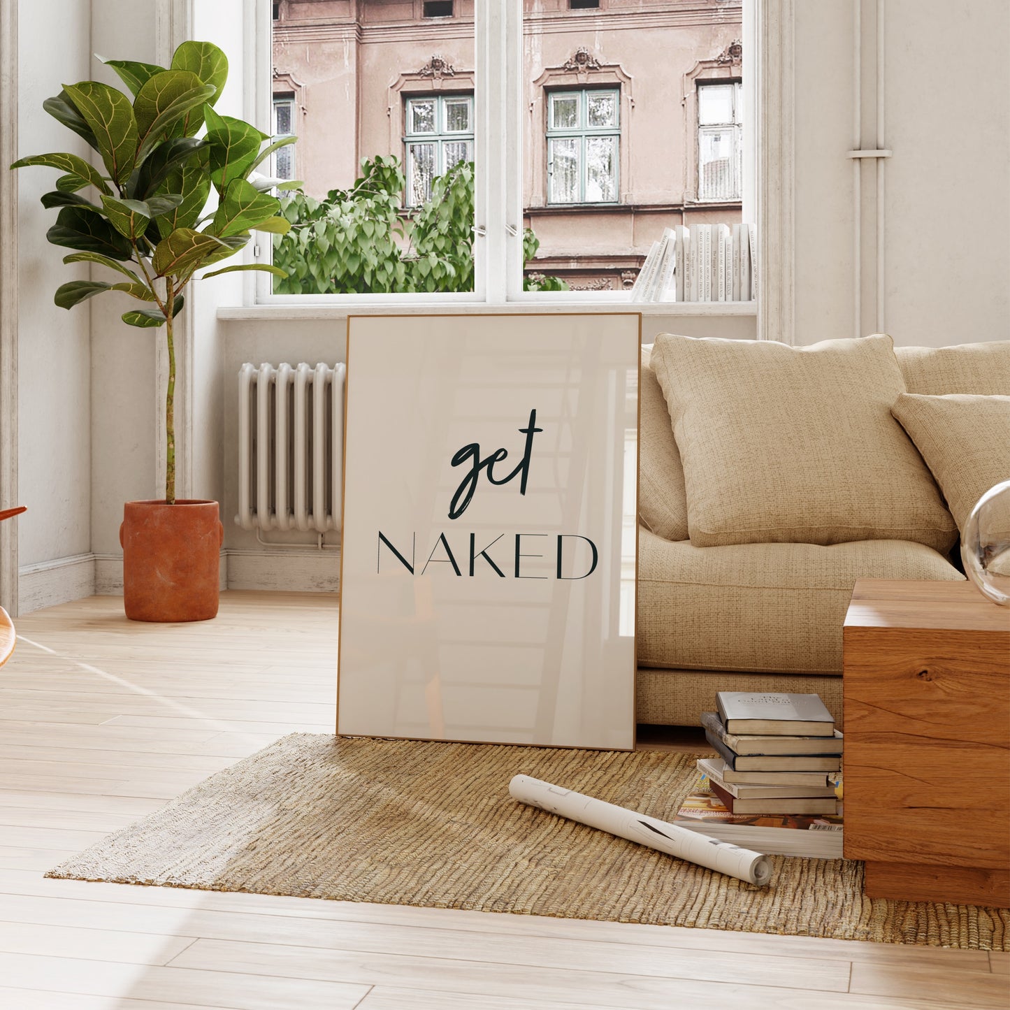 'Get Naked' Text Print