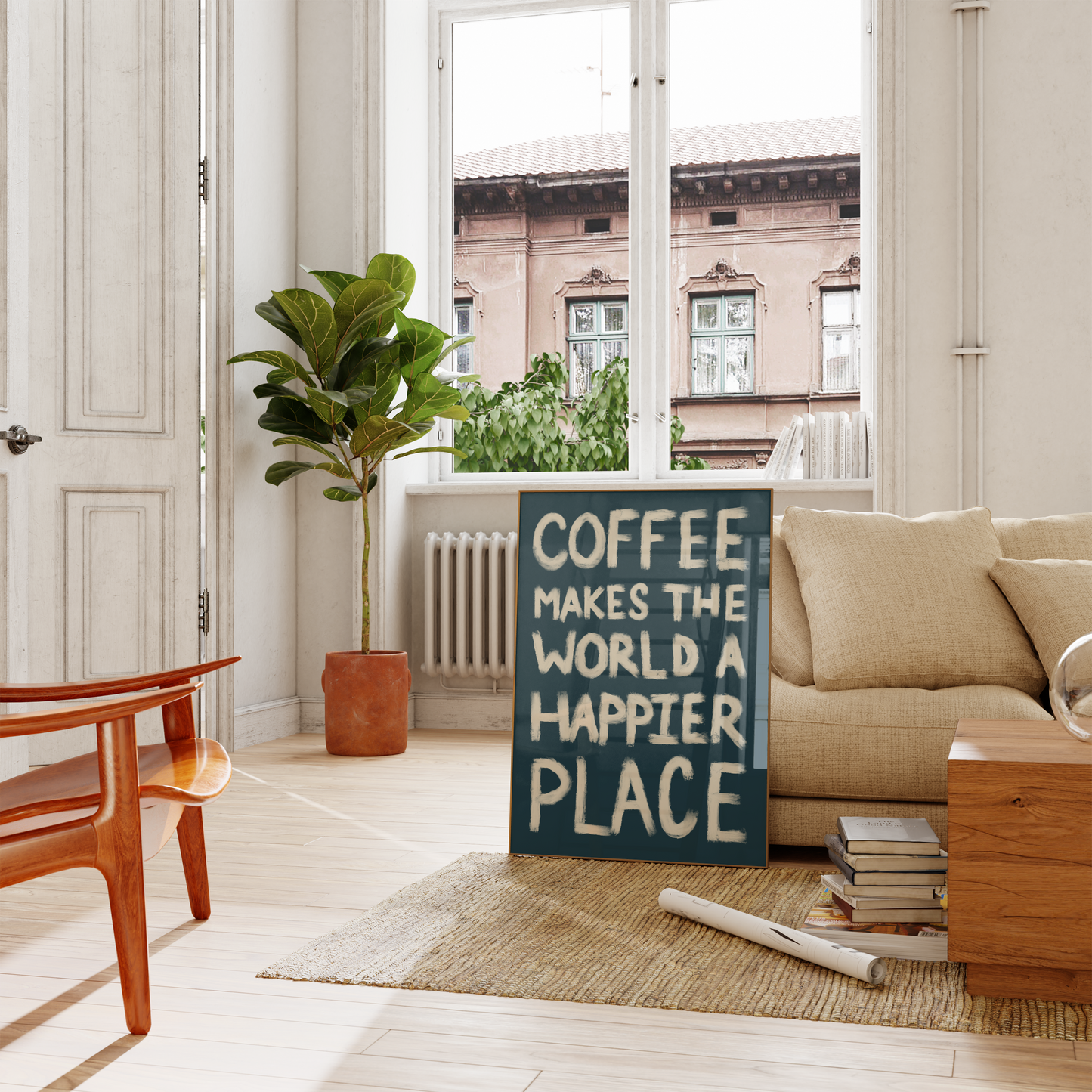 'Coffee Makes The World A Happier Place' Print