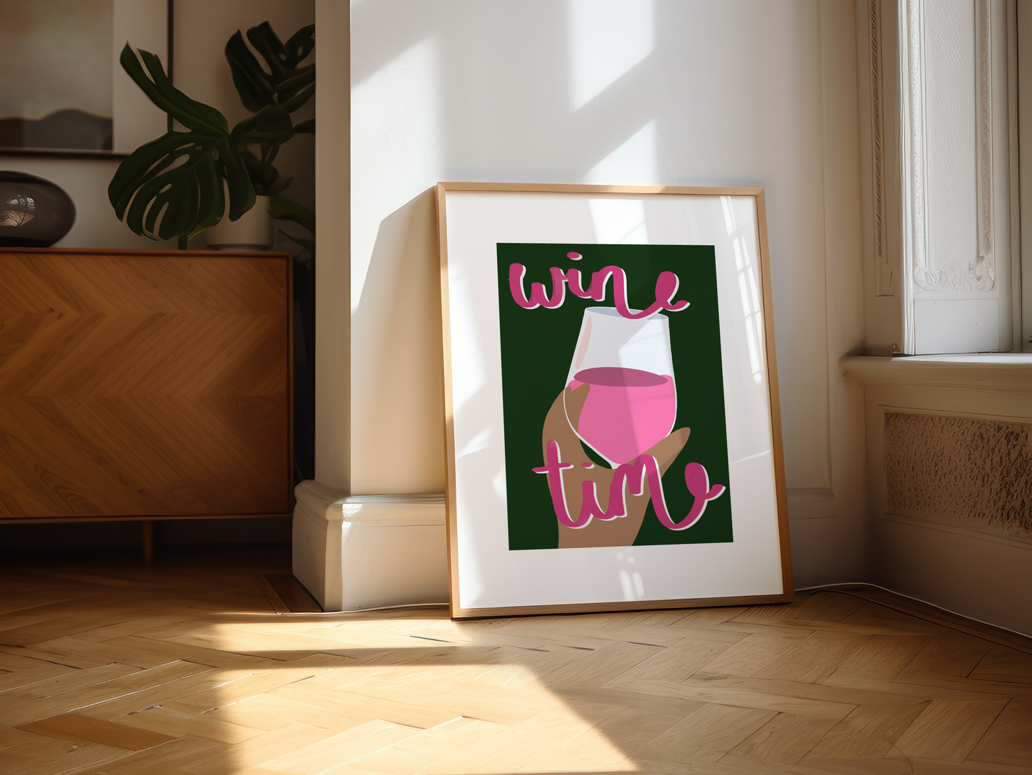 'Wine Time' Print - Rose