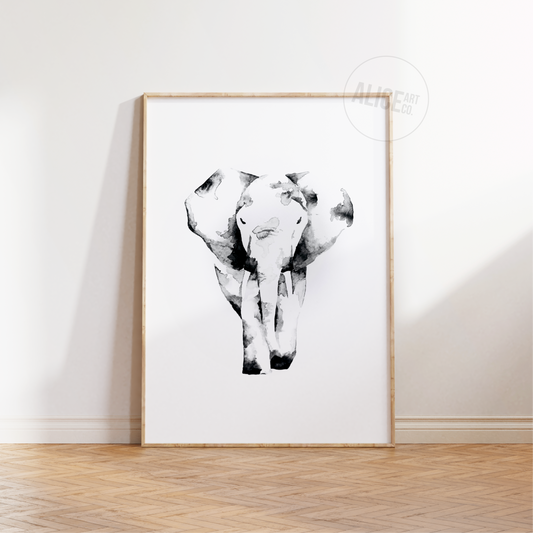 Elephant Watercolour Hand Painted Print