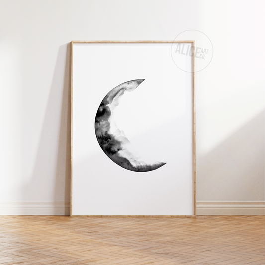 Moon Watercolour Hand Painted Print