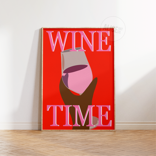'Wine Time' Red Print