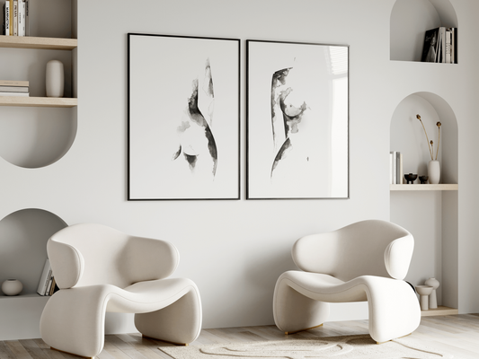 Nude Watercolour Hand Painted Set of Two Prints