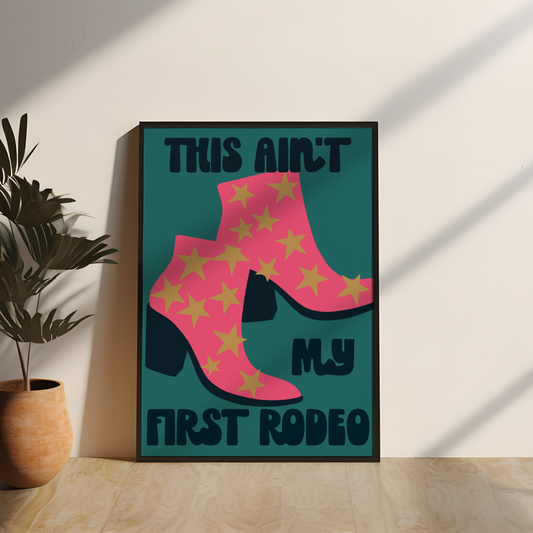 'This Ain't My First Rodeo' Illustration in Blue and Pink