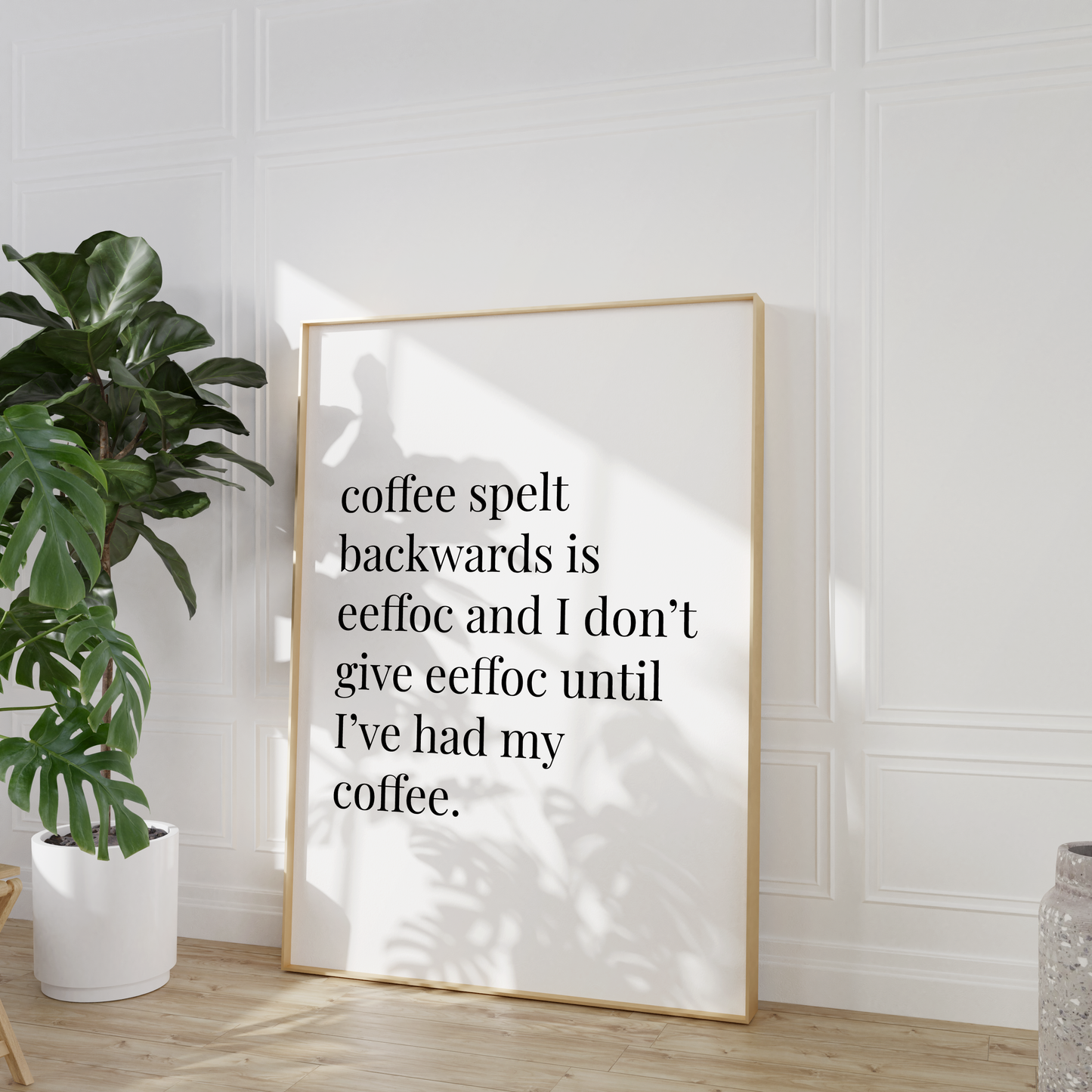 'Coffee Spelt Backwards...' Text Print