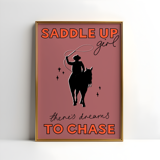 'Saddle Up Girl' Western Print in Pink