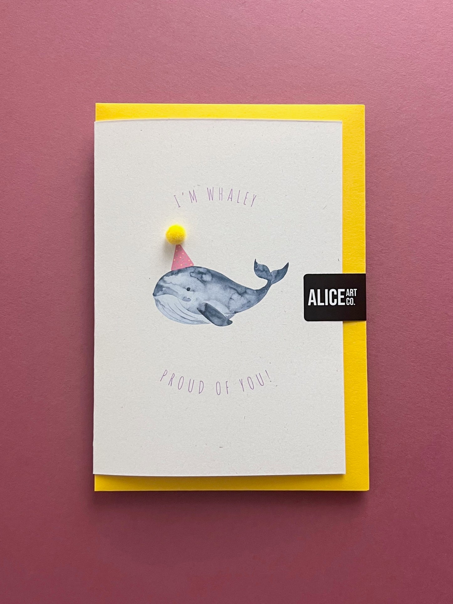 'Whaley Proud Of You' Pom Pom Greeting Card