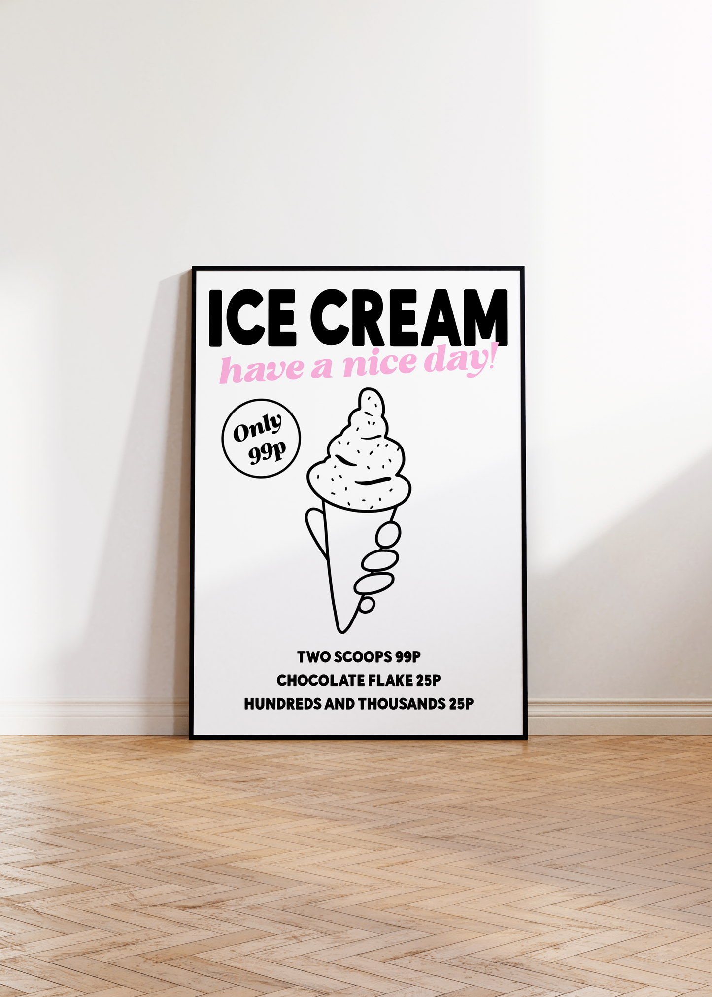 'Ice Cream' Illustration in Black and White