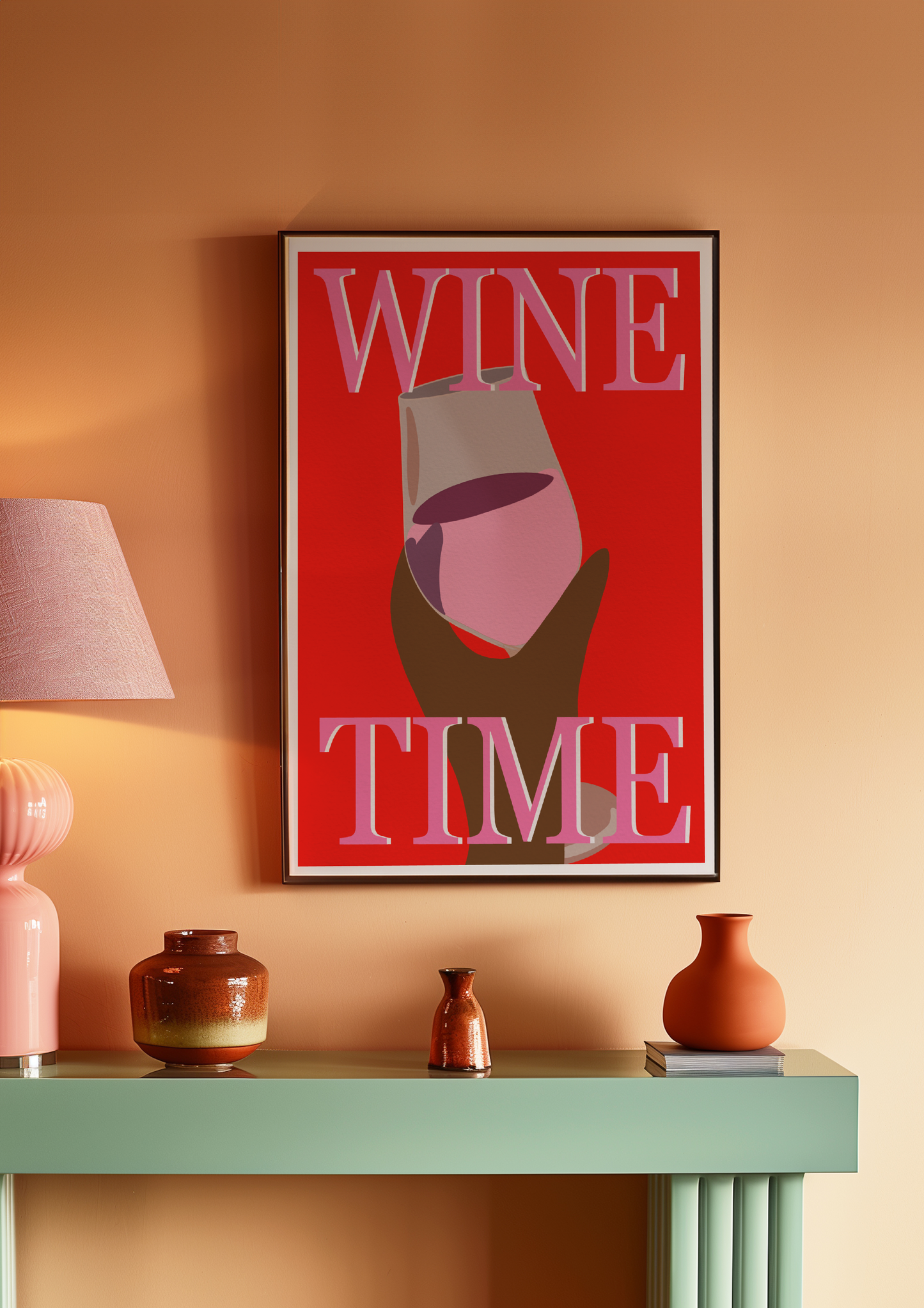 'Wine Time' Red Illustration