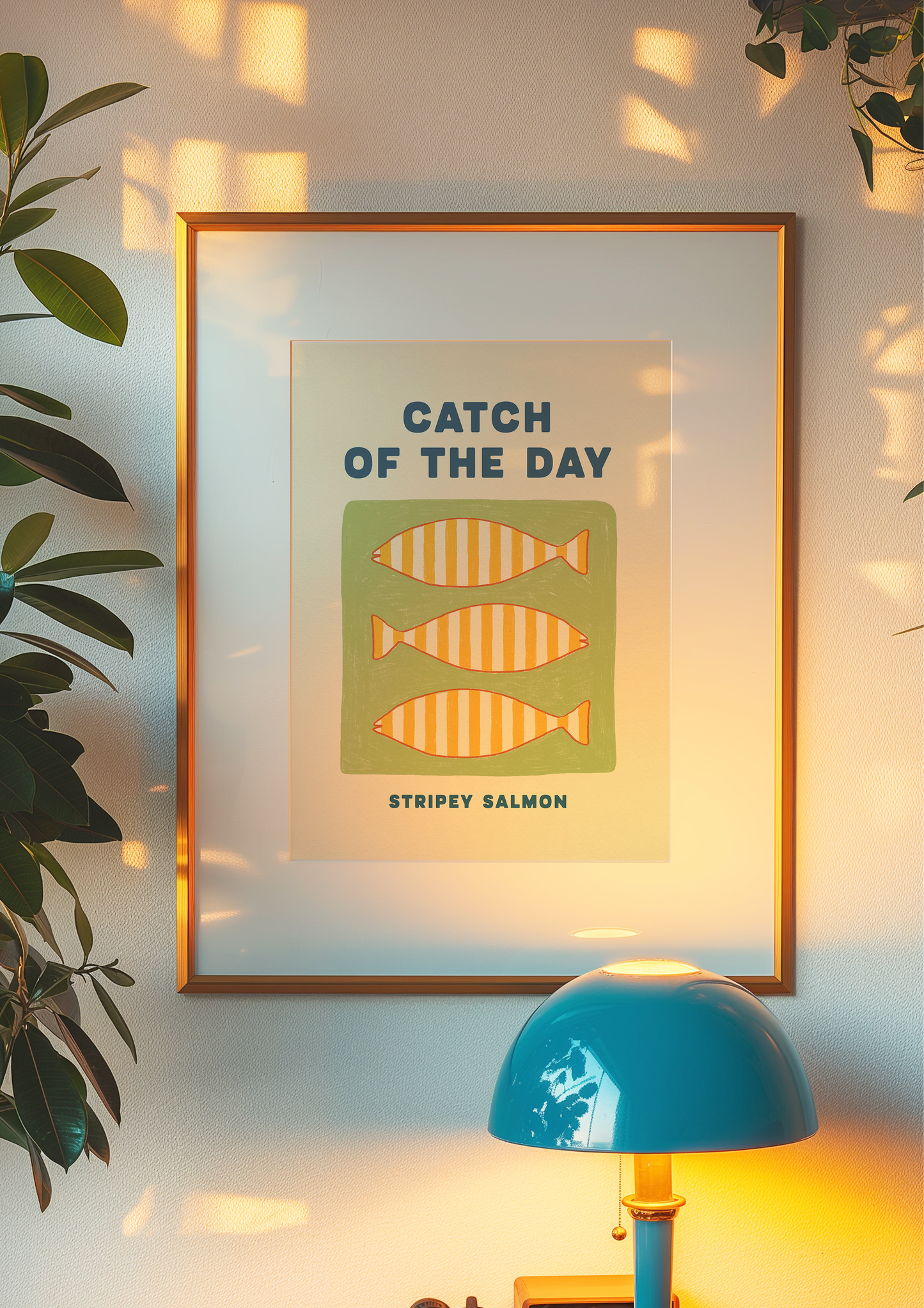 'Stripey Salmon' Print