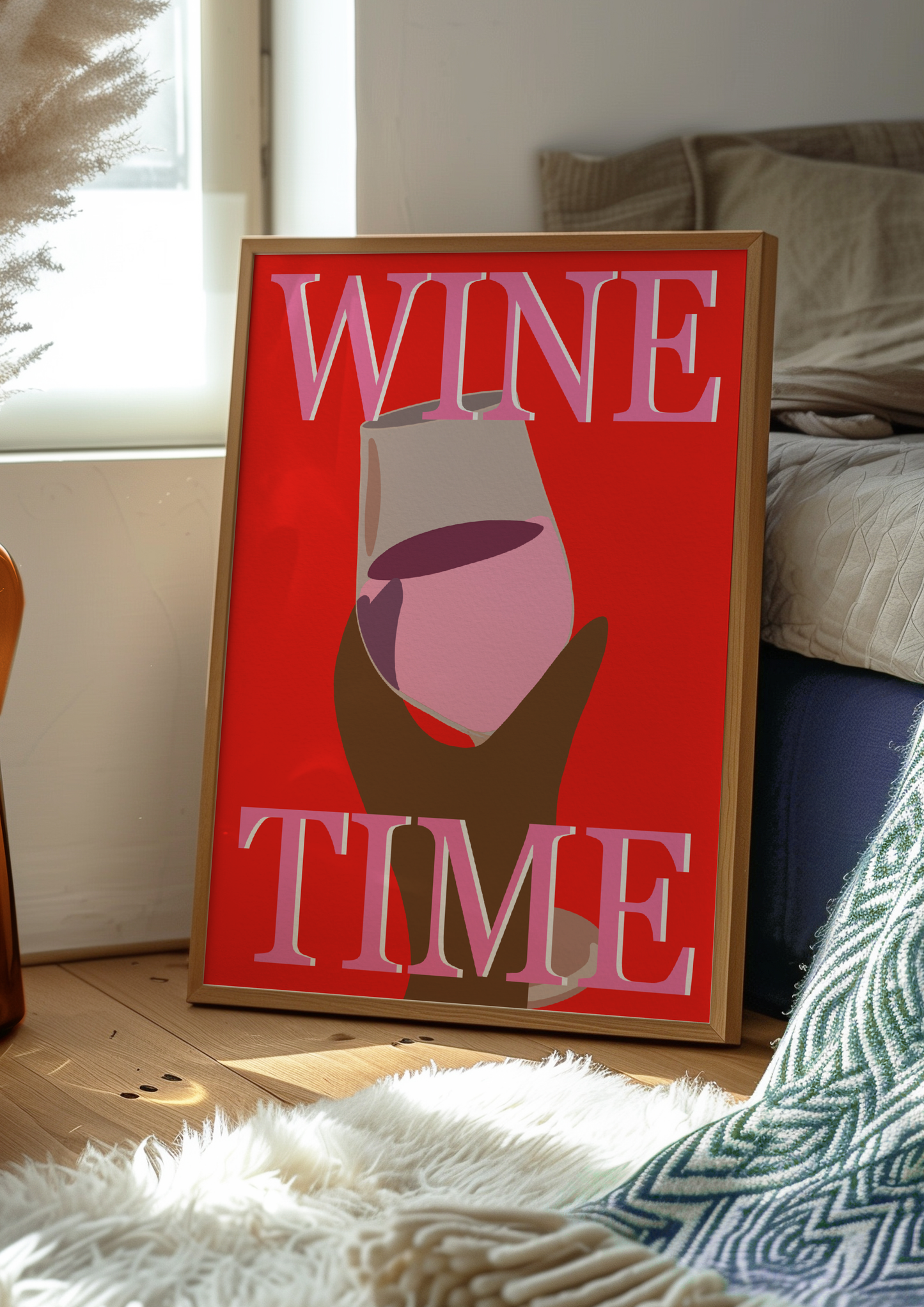 'Wine Time' Red Illustration