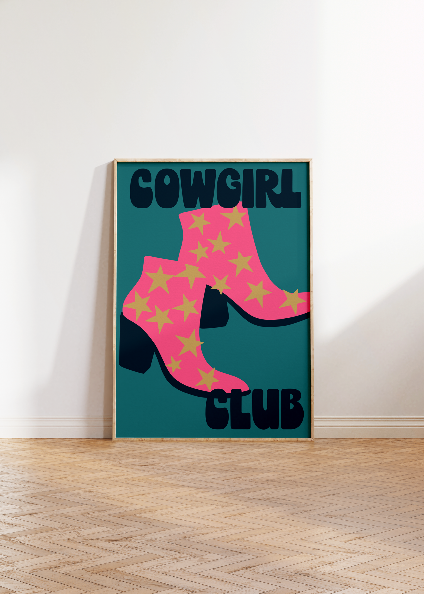 'Cowgirl Club' Illustration in Blue and Pink
