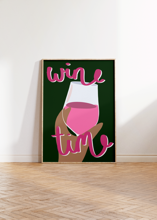 'Wine Time' Illustration - Rose