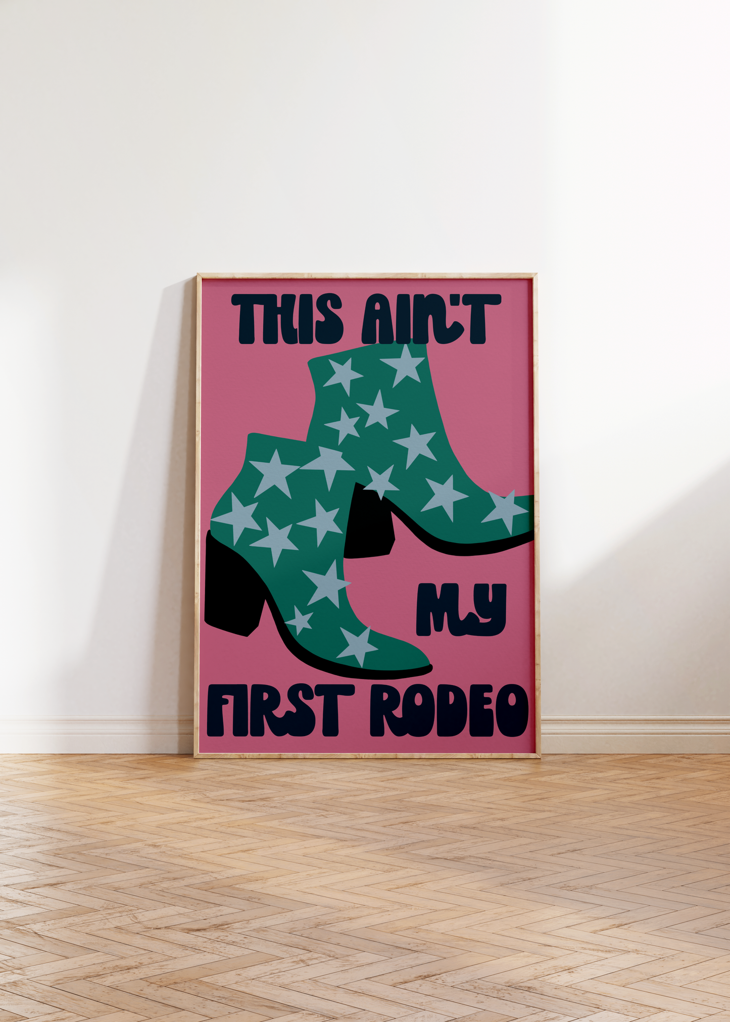 'This Ain't My First Rodeo' Illustration in Green and Pink