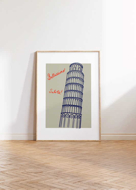 Leaning Tower of Pisa Illustration