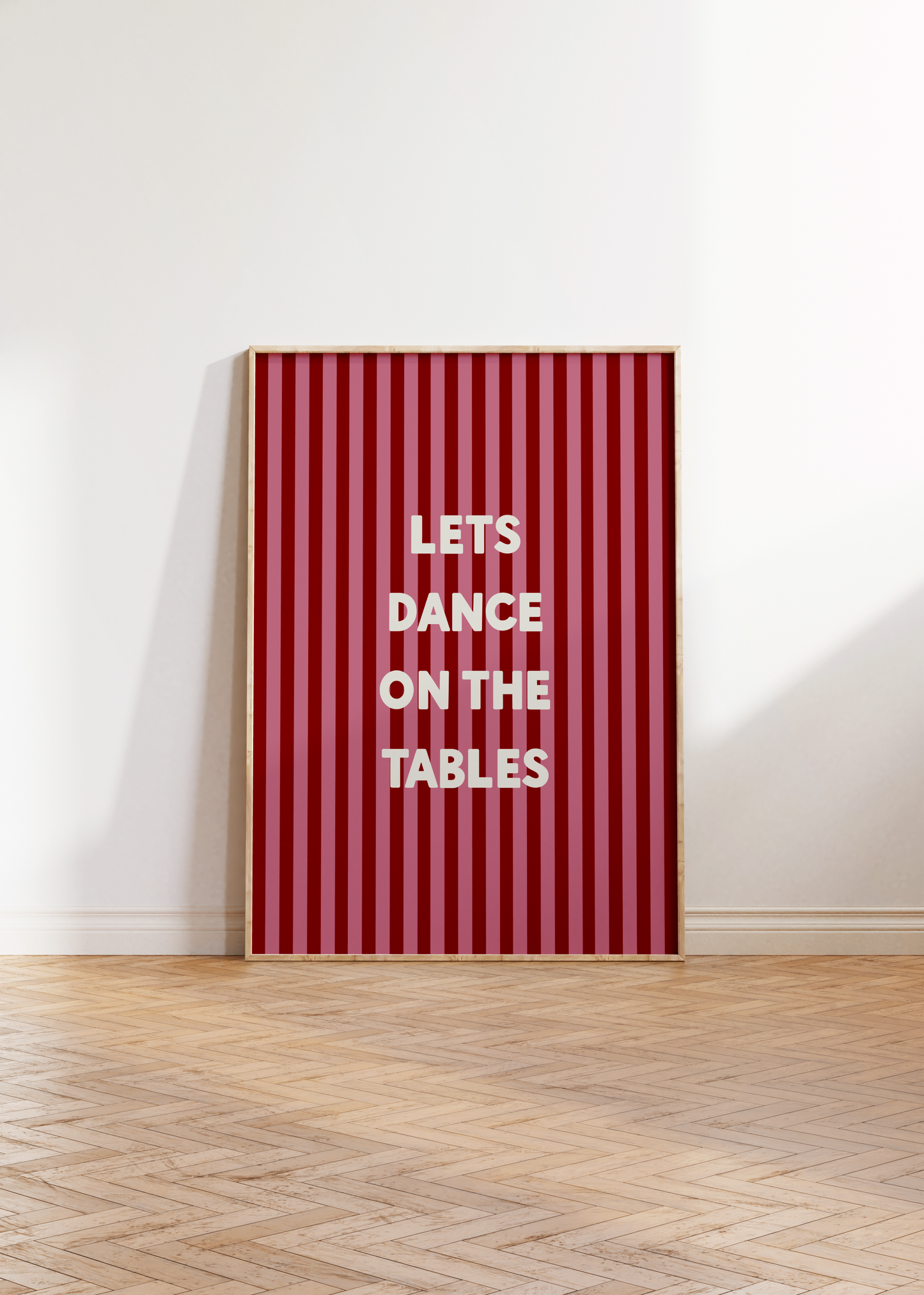 'Lets Dance On The Tables' in Red and Pink Stripe