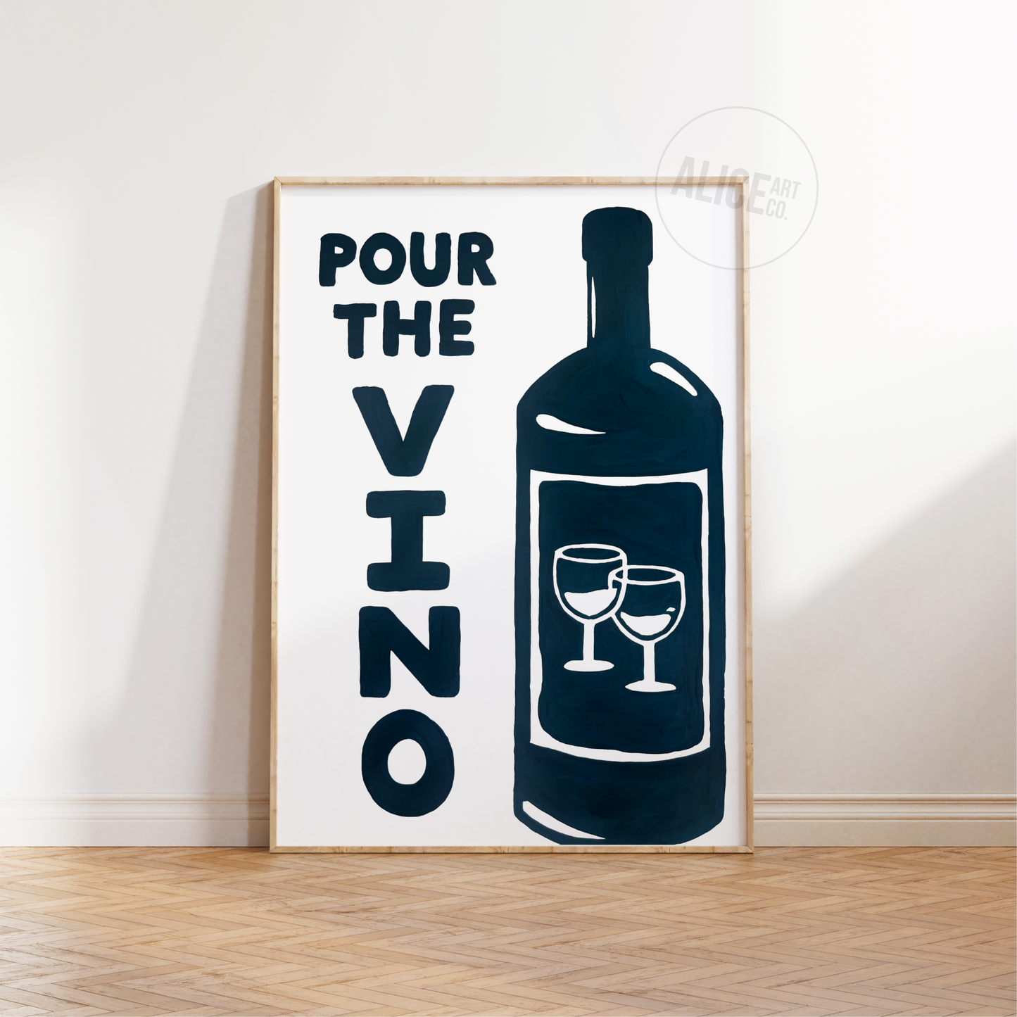 'Pour The Vino' Hand Painted Print